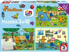 Schmidt Spiele Kinderpuzzle Die Maus Ein Tag mit der Maus 3x48 Teile