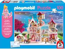 Schmidt Spiele Kinderpuzzle Playmobil Prinzessinnenschloss 100 Teile mit original playmobil Figur