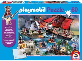 Schmidt Spiele Kinderpuzzle Playmobil Piraten 60 Teile mit original playmobil Figur