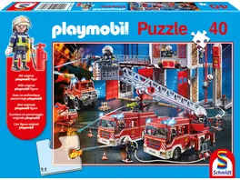 Schmidt Spiele Kinderpuzzle Playmobil Feuerwehr mit original playmobil Figur