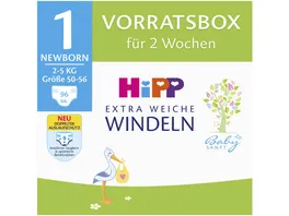 HiPP Babysanft Windeln Vorratsbox fuer 2 Wochen Newborn Gr 1 2 5 kg 96 St