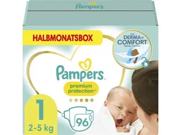 Pampers PREMIUM PROTECTION NEW BABY Windeln Gr 1 Newborn 2 5kg HalbmonatsBox 96ST