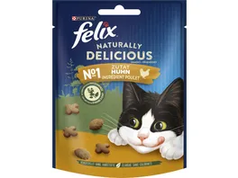 FELIX Naturally Delicious mit Huhn und einem Hauch von Katzenminze Katzensnacks 50g Beutel