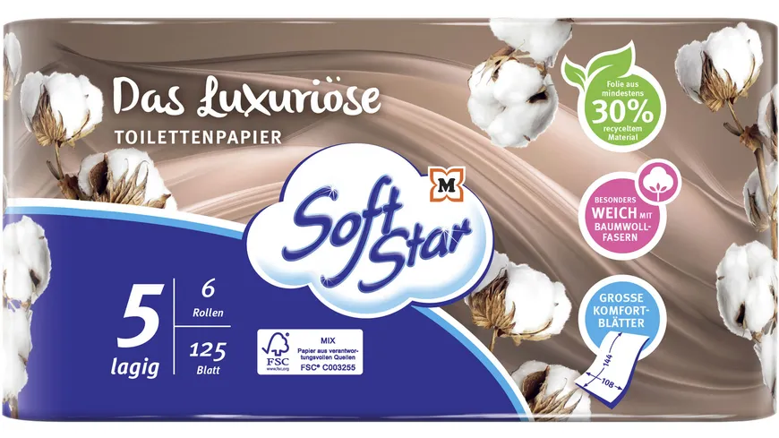 SoftStar Toilettenpapier Das Luxuriöse 5-lagig
