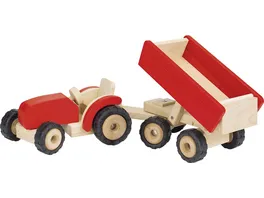 Goki Traktor rot mit Anhaenger 55942