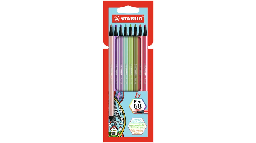 STABILO® Premium-Filzstift - STABILO Pen 68 - 8er Pack - mit 8 verschiedenen Farben
