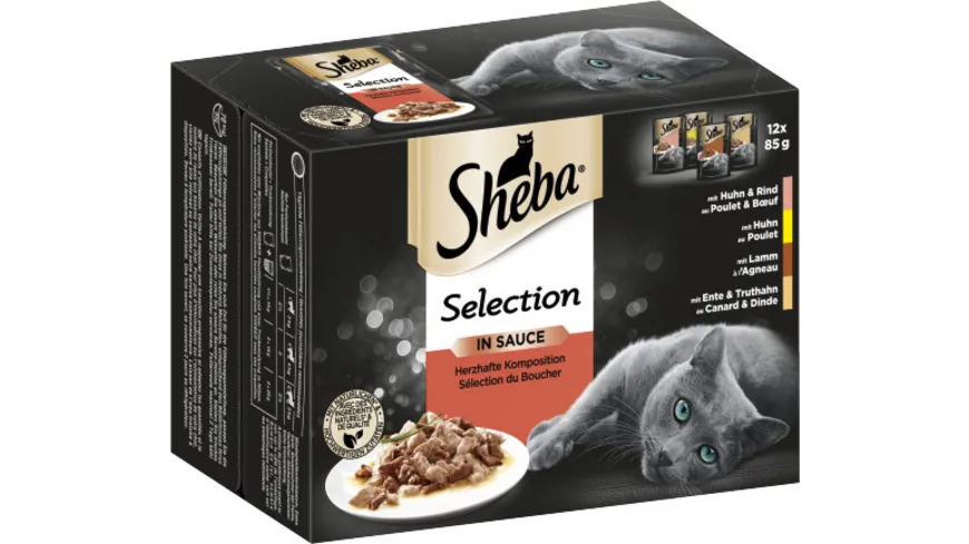 SHEBA® Portionsbeutel Multipack Selection in Sauce Herzhafte Komposition 12 x 85g