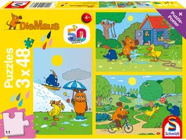 Schmidt Spiele Kinderpuzzle Viel Spass mit der Maus 3x48 Teile 56213