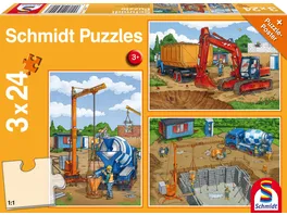 Schmidt Spiele Kinderpuzzle Auf der Baustelle 3x24 Teile 56200