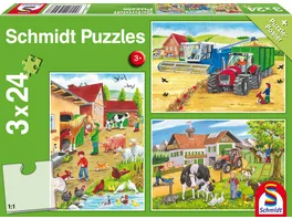 Schmidt Spiele Kinderpuzzle Auf dem Bauernhof 3x24 Teile 56216