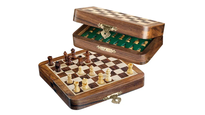 13,5cm X 13cm Mini Schachbrett ToGo Magnetisch Reise Spiel QUEENS GAMBIT 