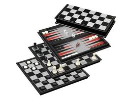 Philos Spiele Schach Backgammon Dame Set Kunststoff Feld 37 mm 2506