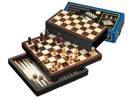 Philos Spiele Reise Schach Backgammon Dame Set magnetisch Feld 22 mm 2507