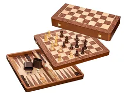 Philos Spiele Schach Backgammon Dame Set Feld 50 mm 2520