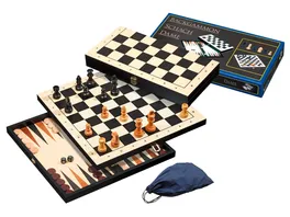 Philos Spiele Schach Backgammon Dame Set Feld 44 mm 2514