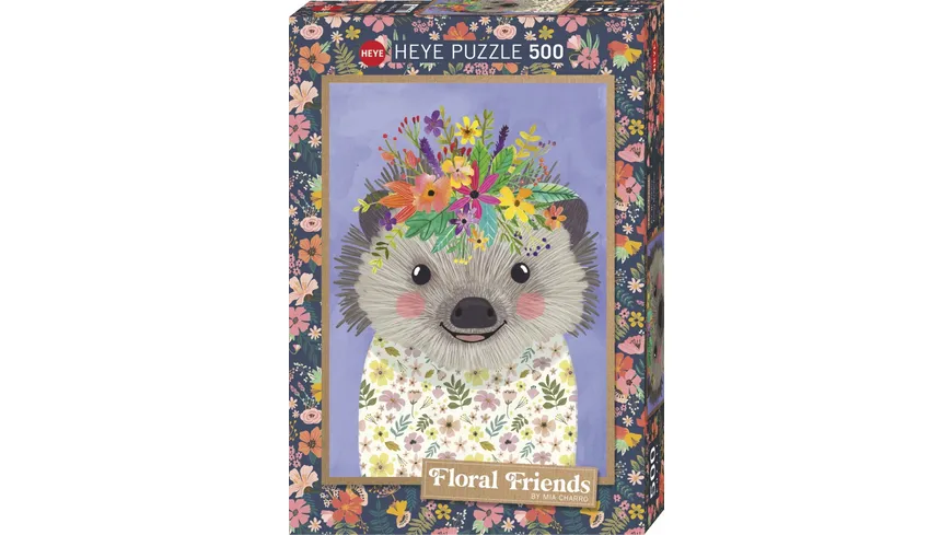 Heye Standardpuzzle 500 Teile Funny Hedgehog Floral Friends 299521