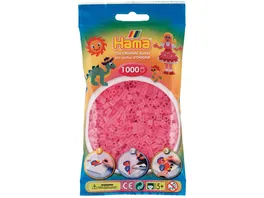 Hama Buegelperlen midi5 Beutel mit Perlen Transparent Pink 1 000 Stueck