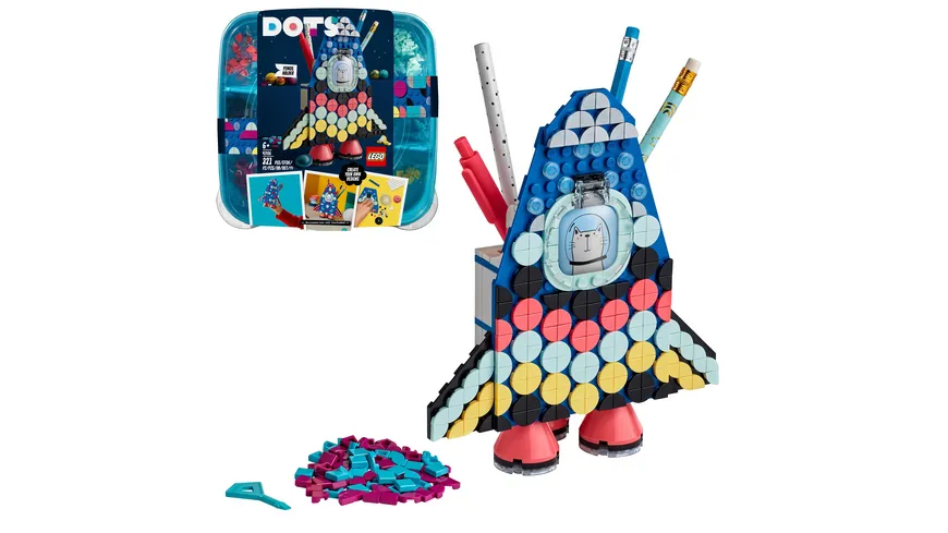 LEGO DOTS 41936 Raketen Stiftehalter Bastelset für Kinderzimmer-Deko