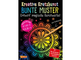 Kreative Kratzkunst Bunte Muster Set mit 10 Kratzbildern Anleitungsbuch und Holzstift
