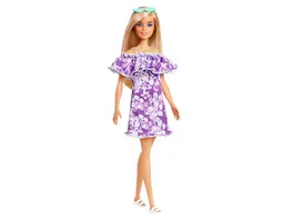 Barbie Loves the Ocean Puppe im lila Blumenkleid aus recyceltem Ocean Bound Plastik