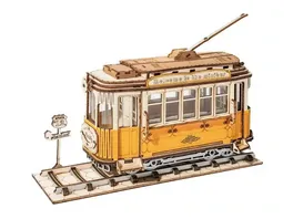ELLIOT Robotime DIY Tram Car DIY 3D Puzzle 18 x 5 8 x 14 cm Strassenbahnwagen Holzbausatz
