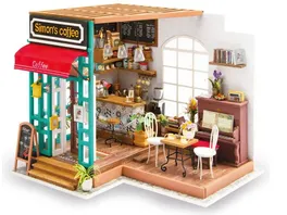 ELLIOT Robotime DIY Miniaturhaus Simon s Coffee DIY House 22 6 x 19 4 x 19 cm Simon s Cafe Holzbausatz