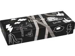 Happy Socks Unisex Socken Gift Set Black and White 4er Pack