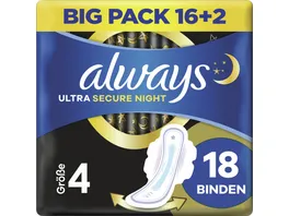 Always Ultra Damenbinden Secure Night mit Fluegeln BigPack 18ST