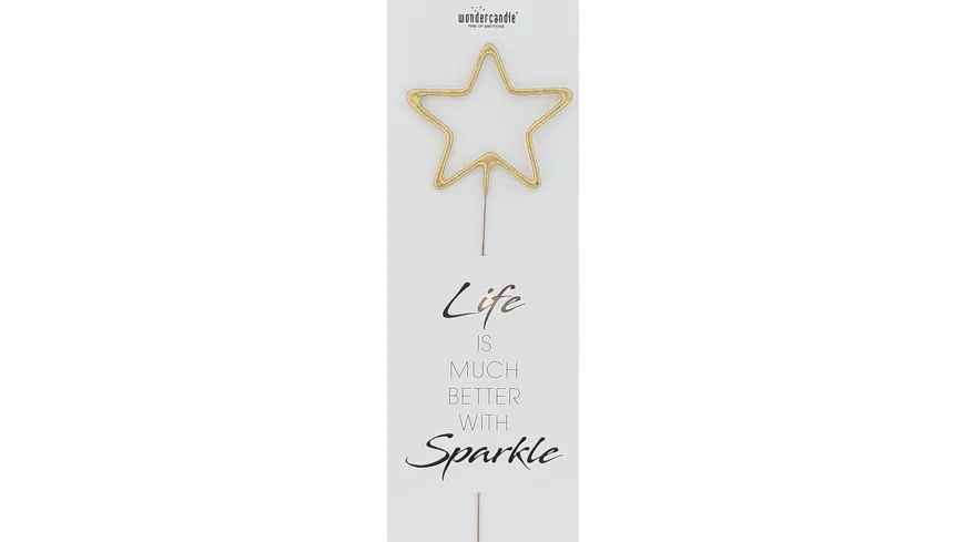 Wondercandle® Giant "Life is much better with sparkle" Stern Wunderkerze gold