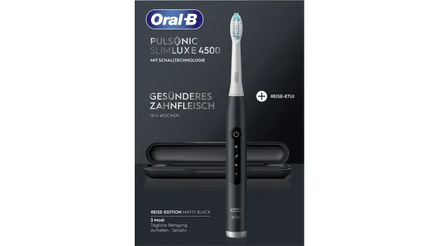 Oral-B Elektrische Zahnbürste Pulsonic Slim Luxe 4500 Matte Black mit Reiseetui (NEU: schmalere Verpackung)