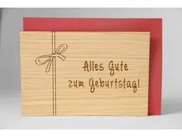 Original Holzgrusskarte Alles Gute zum Geburtstag Schleife