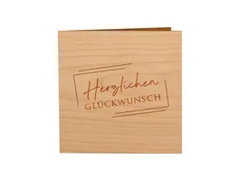 Original Holzgrusskarte Hezlichen Glueckwunsch