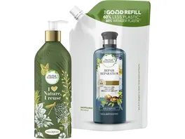 Herbal Essences Repair Shampoo Starter Set mit Nachfuellbare Aluminiumflasche Nachfuellpack