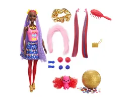 Mattel Barbie Color Reveal Glitzer Haarwechsel Puppe blue bows