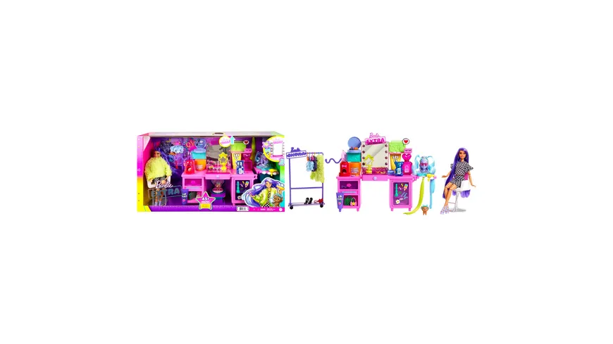 Barbie Extra Spielset mit exklusiver Puppe Hündchen & 45 Teile