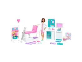 Barbie Krankenstation Set mit Puppe Bruenett Anziehpuppe inkl Zubehoer