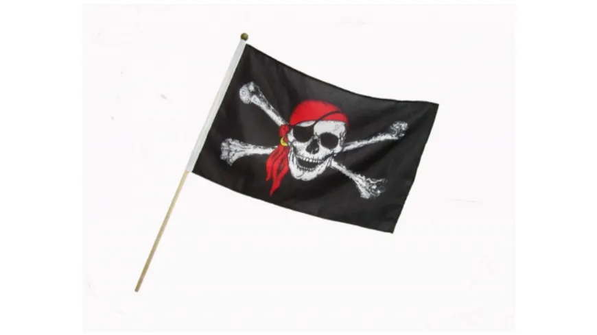 mit Totenkopf schw BestSaller 1525 Piraten Fahne Flagge 46x30cm mit Holzstab 