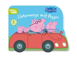 Peppa Pig Unterwegs mit Peppa Pappebuch mit beweglichen Raedern fuer Kinder ab 2 Jahren