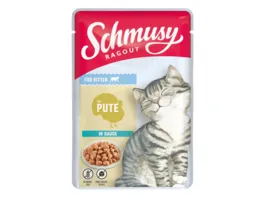Schmusy Katzennassfutter Ragout fuer Kitten mit Pute in Sauce