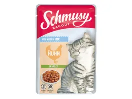 Schmusy Katzennassfutter Ragout fuer Kitten mit Huhn in Jelly