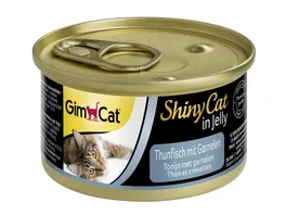 GimCat Katzennassfutter ShinyCat in Jelly Thunfisch mit Garnelen