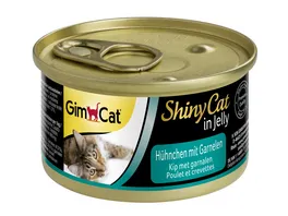 GimCat Katzennassfutter ShinyCat in Jelly Huehnchen mit Garnelen