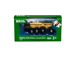 BRIO Bahn 33630 Goldene Batterielok mit Licht und Sound Mit Auskoppel Funktion zur Nutzung als Schiebelok