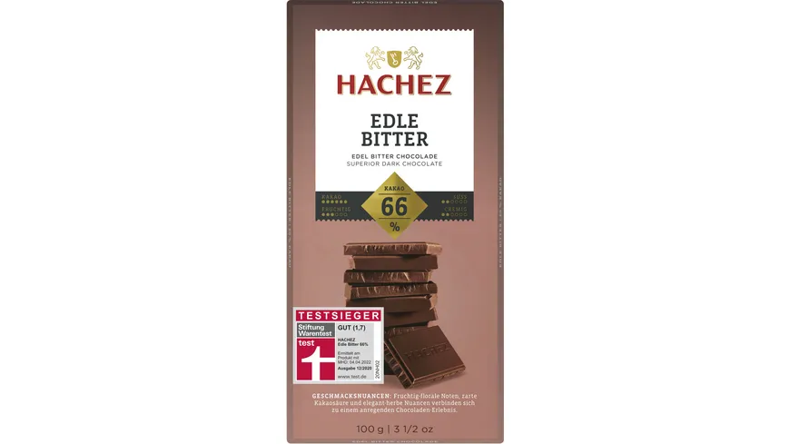 Hachez Edle Bitter Schokolade 66% Kakaoanteil