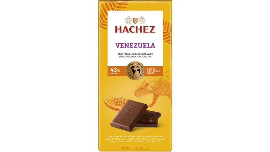 Hachez Vollmilch Schokolade Venzuela 43% Kakaoanteil