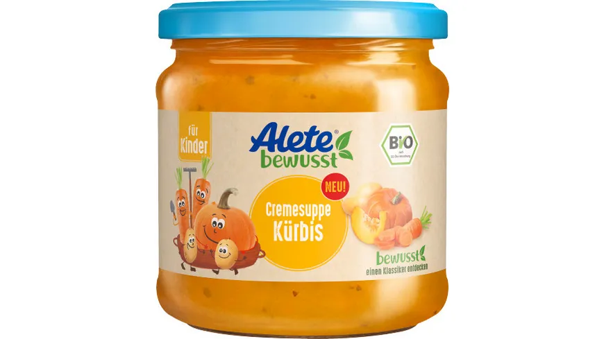 ALETE Bio Cremesuppe Kürbis 350ml GL für Kinder 3+