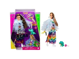 Barbie Extra Puppe mit Regenbogen Kleid Anziehpuppe Modepuppe