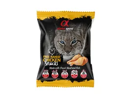 alpha spirit Cat Snacks Bag gewuerfelt Freiland Huhn 50g
