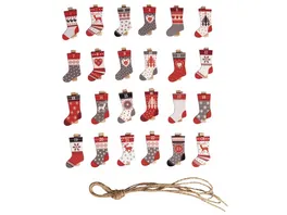 Rayher Adventskalenderzahlen Socken 1 24 mit Klammer