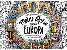 Meine Reise durch Europa Ausmalen und geniessen 24 Postkarten